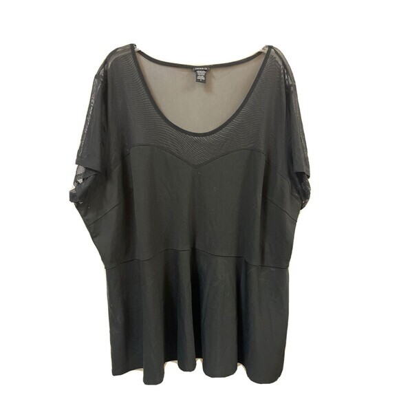 Torrid Peplum Top Clip Babydoll Black‎ Mesh Women's Plus Size 5X Party Blouse - Picture 1 of 4